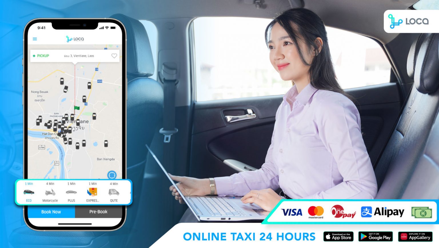 The largest 24 hrs ridehailing and taxi in Laos LOCA Laos